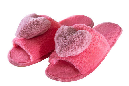 粉红自制的毛绒拖鞋图片