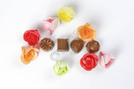 巧克力松露食用可食毛巾纸玫瑰花饼装饰背景图片