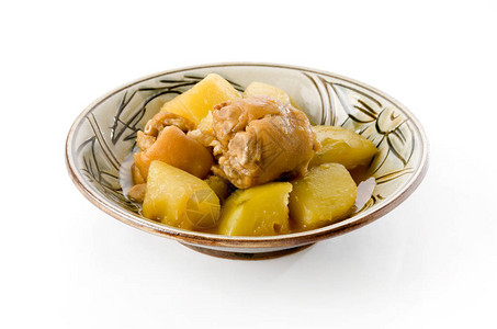 日本料理Nimono炖猪脚和木瓜图片