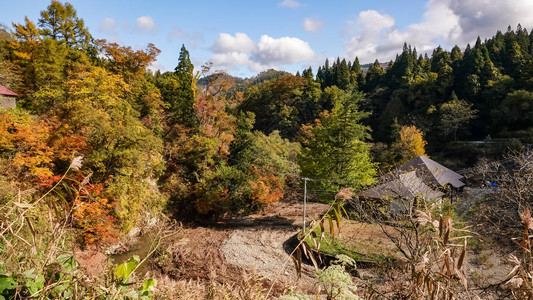 日式餐盘日本山形市的银山温泉街背景