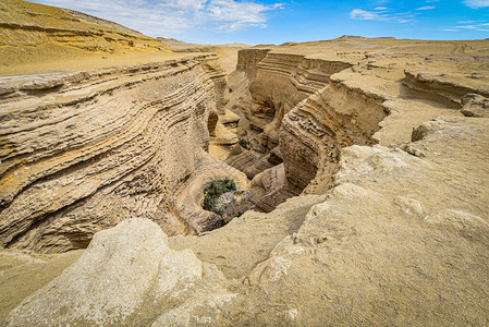 俯视着秘鲁纳兹卡沙漠的自然形成令人惊叹的自然形图片