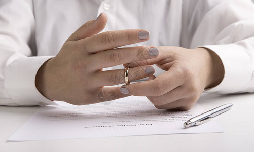 离婚概念诉讼妻子从手指上摘图片