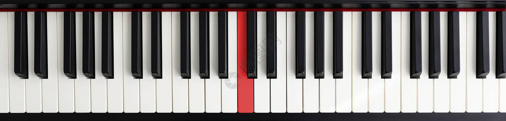 带白色和黑色键的钢琴的顶视图详细的大型合成器键盘电子乐器音乐艺术图片