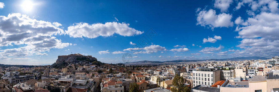 希腊雅典全景空中观察图片