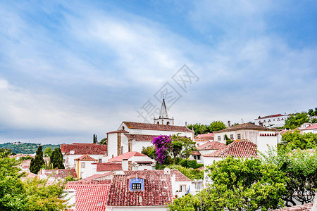 葡萄牙奥比都斯市五颜六色的屋顶图片
