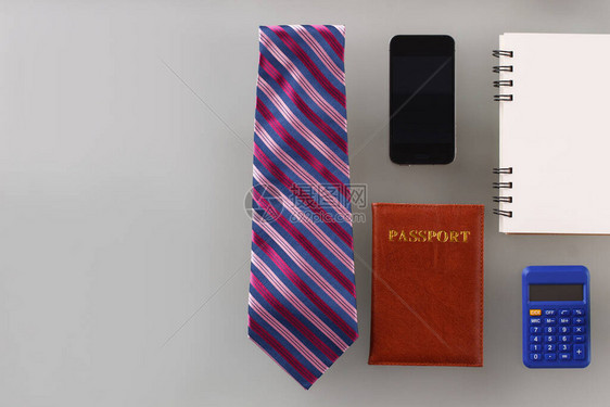 男人的私人物品领带和文具计划商务旅图片