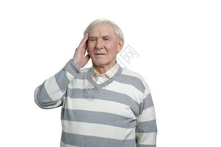 老人头疼祖父在白孤立的背景下头痛不图片