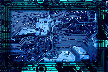 电脑主板蓝色电路板框架背景图片
