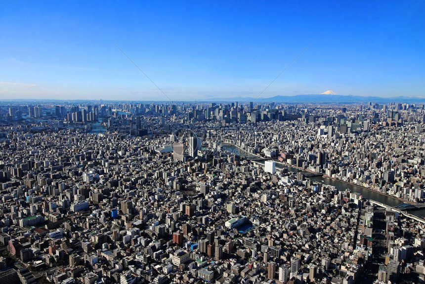 从东京晴空塔眺望东京市中心和富士山高清图片下载-正版图片506421436-摄图网