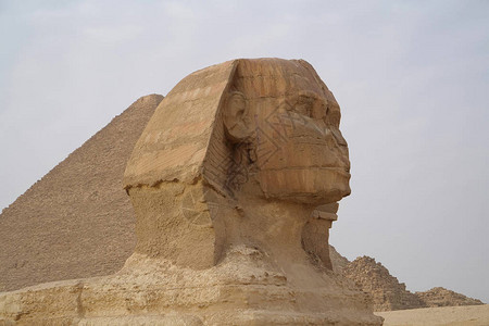吉萨高原上的大狮身人面像和大金字塔图片