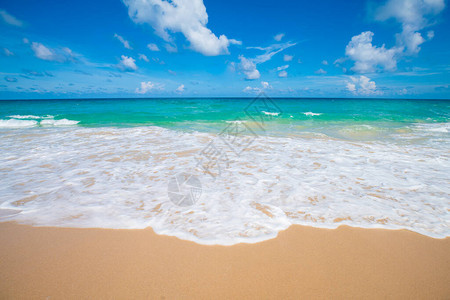 海边沙滩夏季天空的大浪云图片