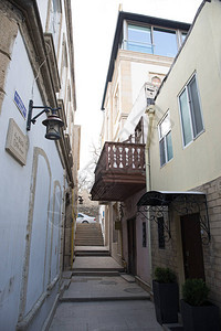 阿塞拜疆巴库老城空荡的街道旧城巴库内城建背景图片