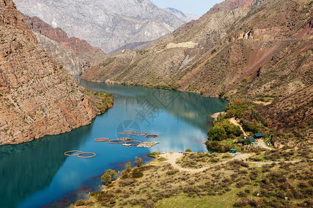 吉尔斯坦天山的纳伦河背景图片