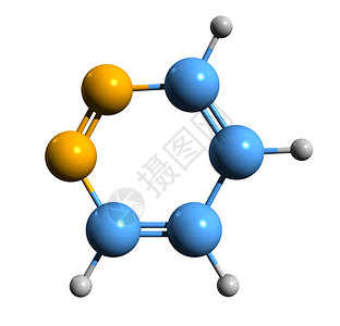 Pyridazine骨骼配方3D图像白底孤立的oizine图片