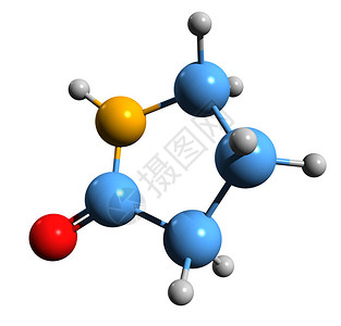 吡咯烷酮骨架式的3D图像在白色背景下分离的吡咯烷酮图片