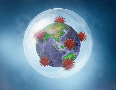 变成了防止的气泡概念上的流行病全球灾难图片