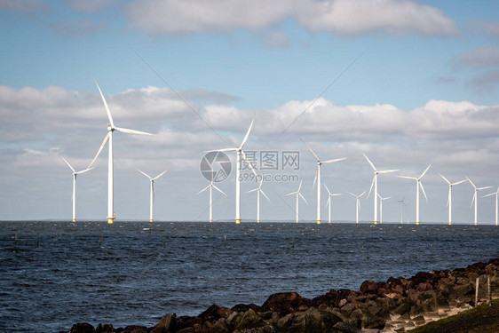 海洋Westermeerwind公园的海上风车农场图片