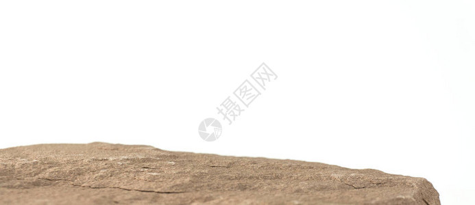 白色背景上的石头前方模糊的空白板空桌背景图片
