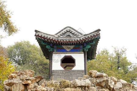 中华古典艺园有一个馆和摇滚乐背景图片