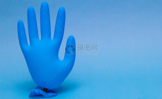 蓝色医疗手套膨胀图片
