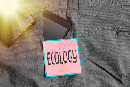 概念手写显示生态概念意义科学关系生物环境分支科学研究智能手机设备内图片