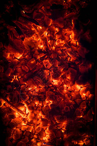 BBQGrillPpitwithGlowingandFlaming热木炭布里克特食品背景背景图片