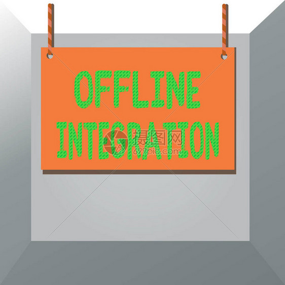 显示离线集成的概念手写营销电视印刷与户外木板空框固定彩条串的概念意图片