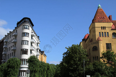 赫尔辛基市的建筑背景图片