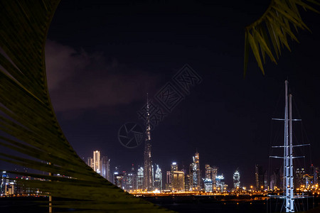 迪拜哈利法塔迪拜夜景背景