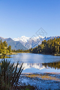 马西森湖镜湖库克山和塔斯曼山肖像南阿尔卑斯山图片