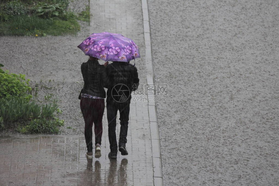 在寒冷的夏日雨天图片