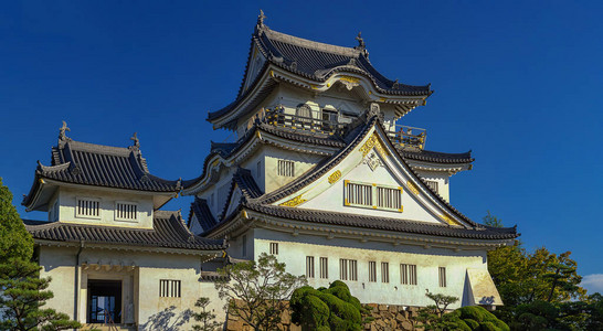 Kishiwada城堡Chikiri城堡于16世纪在日本大阪县Kishiw图片