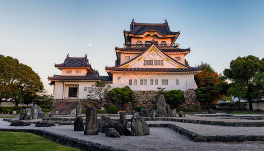 Kishiwada城堡Chikiri城堡于16世纪在日本大阪县Kishiw图片