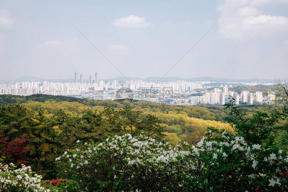 韩国小山市新城全景观韩大山的DoksanseongFortress山和HwasteongD图片