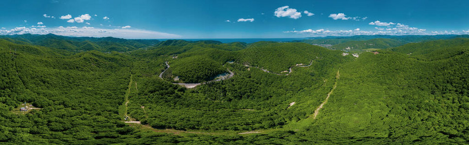 鸟瞰南高加索山森林图片