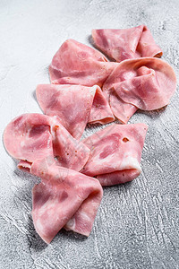 切好的猪肉火腿肠传统的德国煮火腿灰色图片