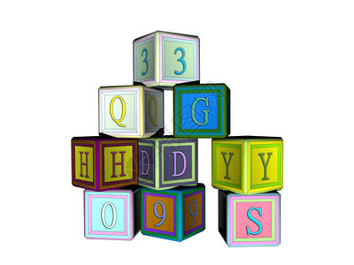 幼儿园里有字母的彩色玩具积木图片