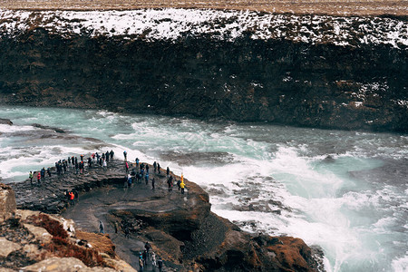 冰岛南部的大瀑布Gullfos图片