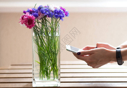 在网上商店通过手机上的应用订购花朵送花服务到您的家里info图片