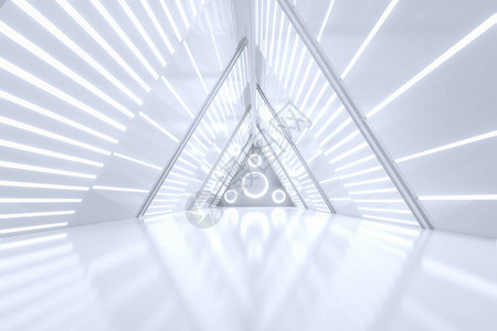 科幻grunge损坏的金属走廊背景用霓虹灯照明3d图片