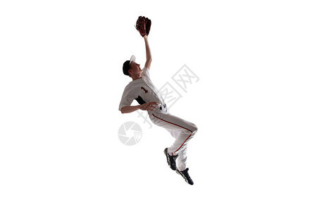 职业棒球运动员被白色隔离图片