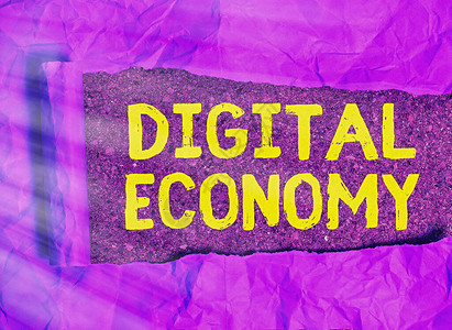 显示数字经济的文字符号用现代技术建立的经济的商业图片