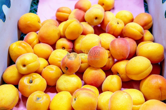 市场上的红杏很多汁的美莓维他图片