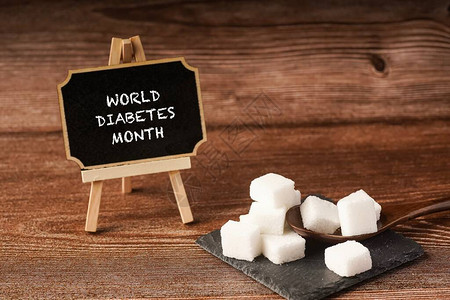 世界糖尿病月在带有糖立方体的图片