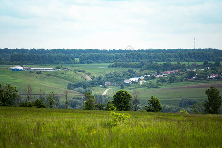 在遥远的俄罗斯绿色村庄上一片阴图片