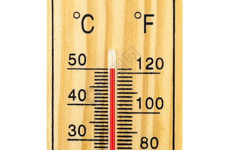 经典木制温度计的巨集显示温度为50摄氏度图片