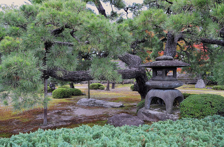 秋季日本花园的壮丽景色美丽的树木和古老的日本传统寺庙日本秋天的梦幻般的旅游目的地秋季户外图片