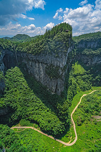 龙水峡地缝重庆武隆县龙水峡裂隙公园峡谷与喀斯特石灰背景