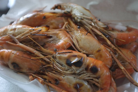 烤大虾或烤虾泰国海鲜图片