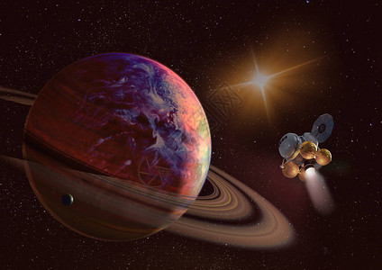 在土星行轨道上的宇宙飞船探索空间科幻壁纸美航空天局提供的这图片